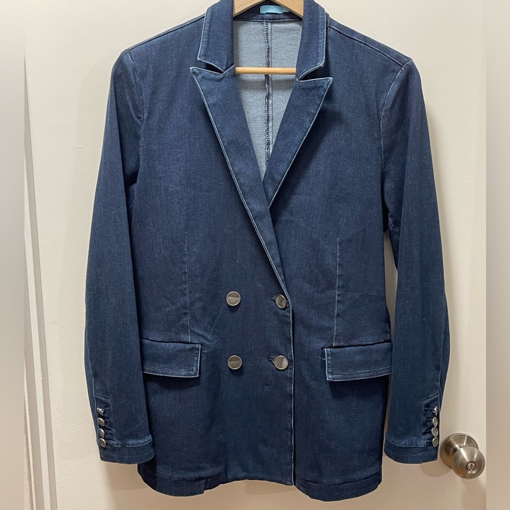 J. McLaughlin Denim Double Breasted Blazer size 10